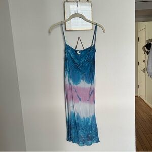 Cowl neck tie dye slip dress